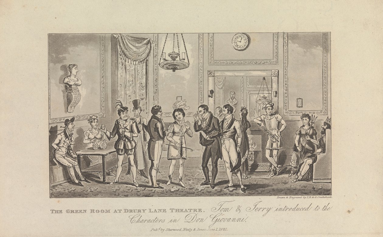 Drury Lane Tiyatrosu'ndaki Yeşil Oda by George Cruikshank