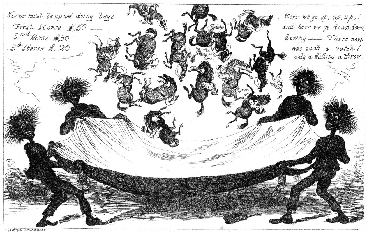 Canavar Süpürüyor, Derbi İçin Bir Toss Up, 19. yüzyıl. by George Cruikshank