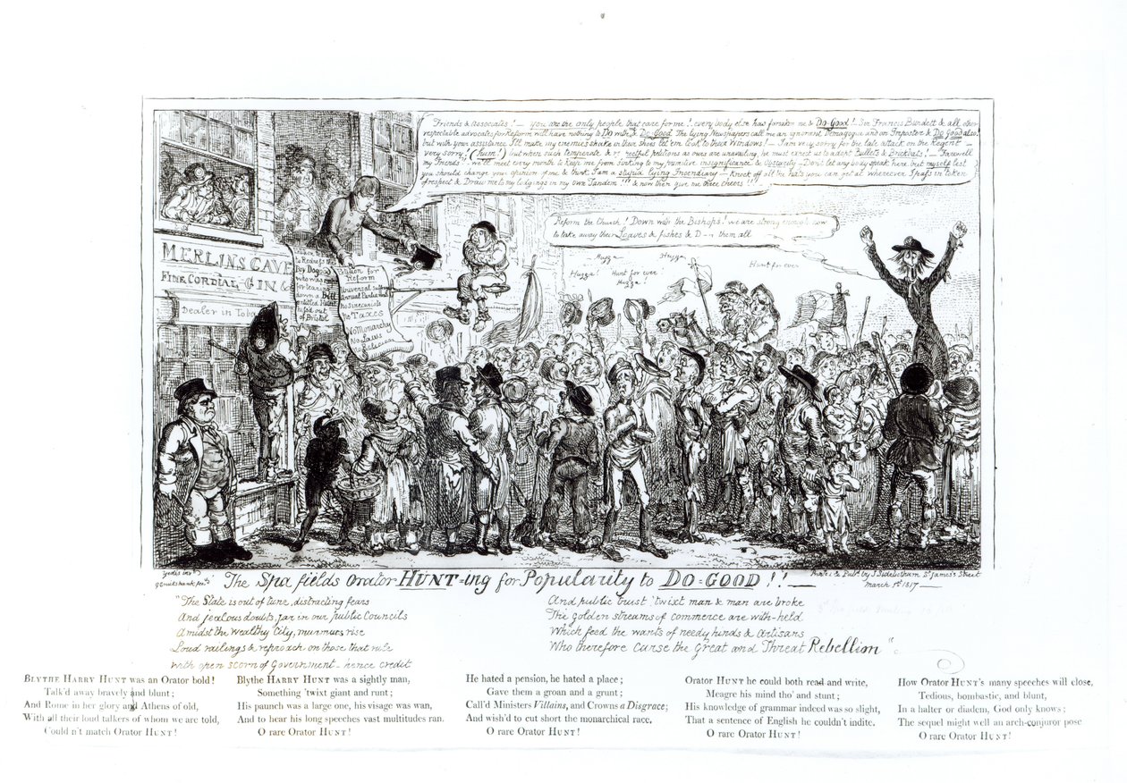 İyilik Yapacak Popülerlik için Spa Alanları Hatip Avı!!, pub. J. Sidebotham tarafından, 1817 by George Cruikshank