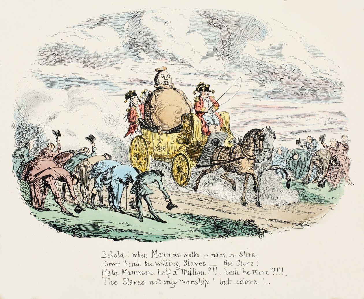 Servet İbadet, pub. 1834 (el renkli gravür) by George Cruikshank