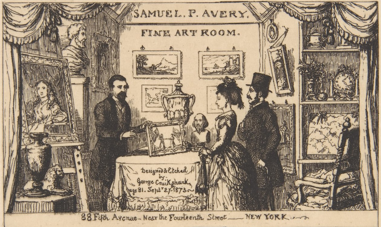 Samuel P. Avery için Ticaret Kartı - Güzel Sanatlar Odası, 1873., 1873. by George Cruikshank
