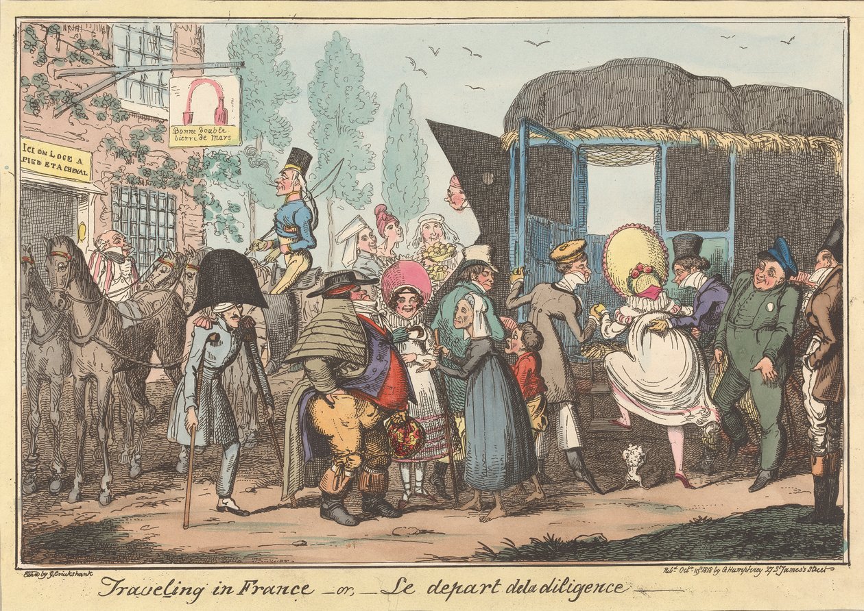 Fransa'da seyahat -veya, -Posta arabasının kalkışı by George Cruikshank
