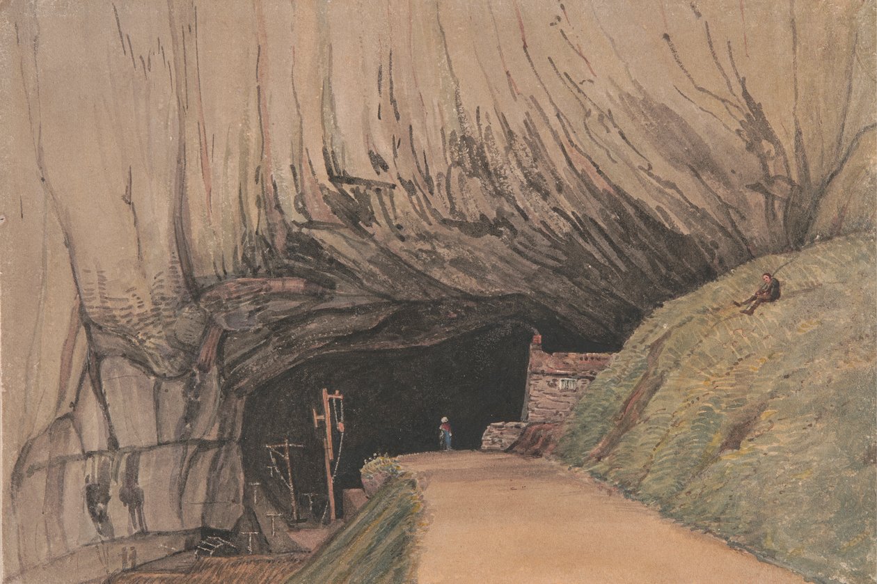 Peak Cavern'e veya Devil's Hole, Castleton'a giriş... by George Cumberland
