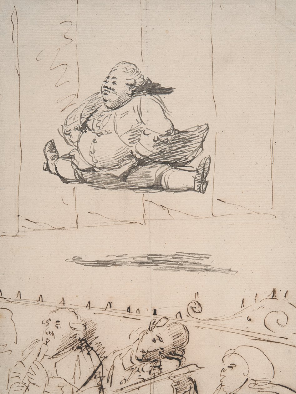 Bölmeleri Yapan Bir Adam, c.1760-90 (kalem & kağıt üzerinde kahverengi ve gri mürekkep) by George Dance
