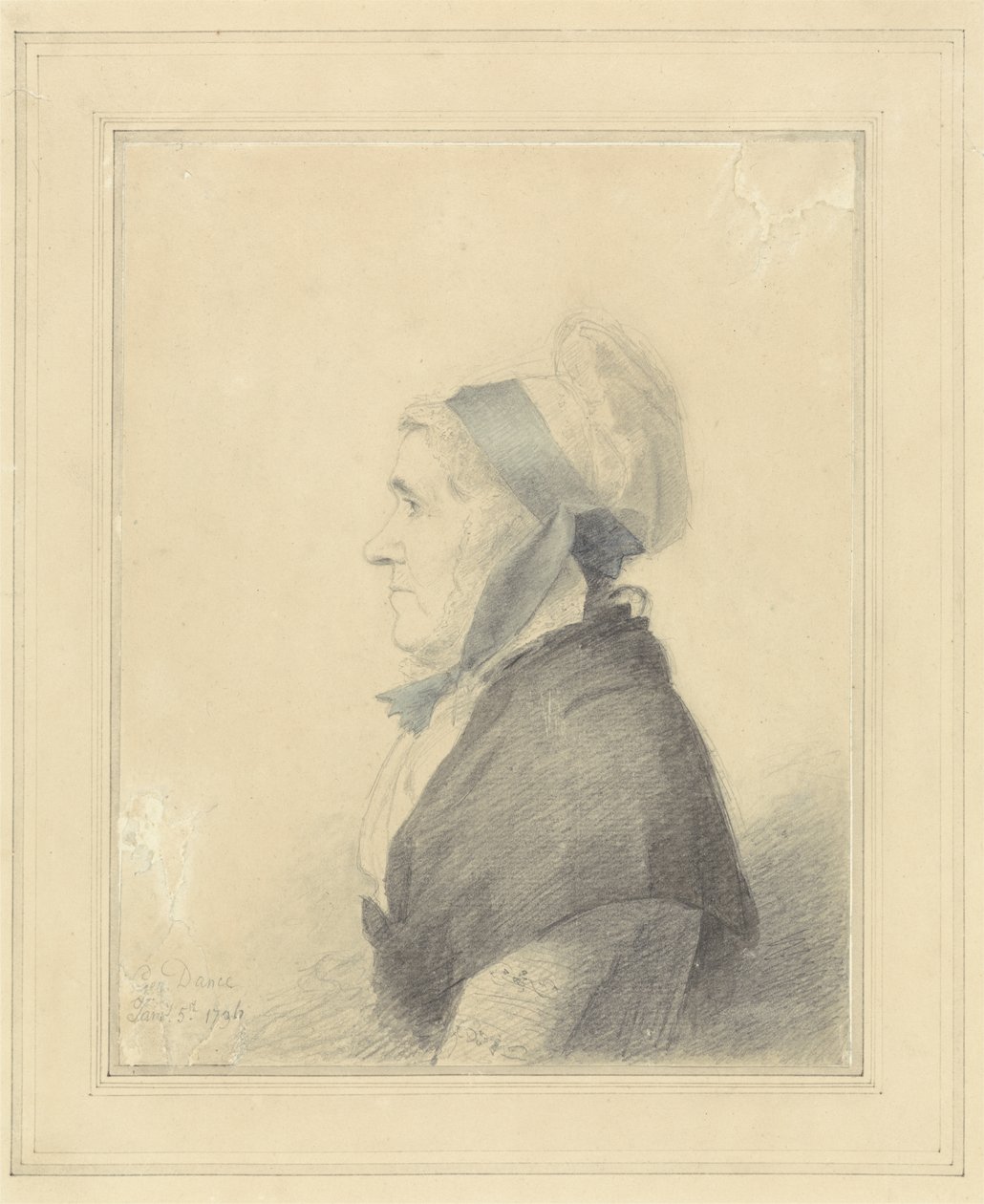 Yaşlı Bir Kadının Portresi, 1796 (kağıt üzerinde grafit, mürekkep ve wc) by George Dance