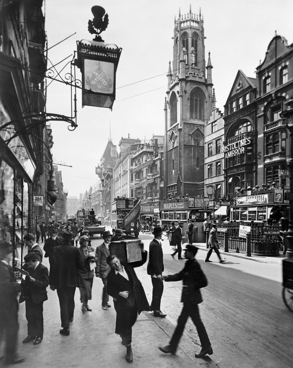 Fleet Street batıya bakıyor, Londra Şehri, 1920