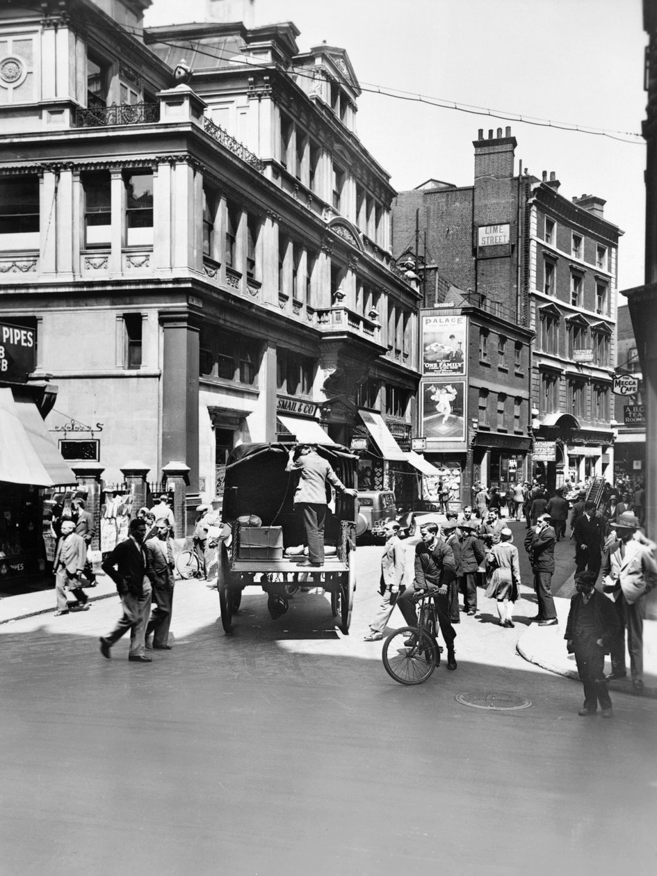Leadenhall Caddesi batıya bakıyor, Londra Şehri, 1933