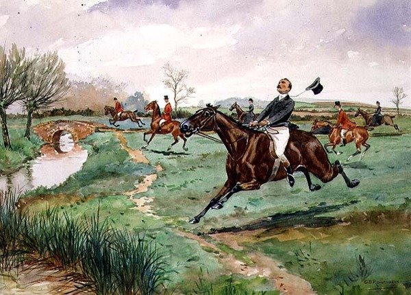 Full Cry (kağıt üzerine sulu boya) by George Derville Rowlandson