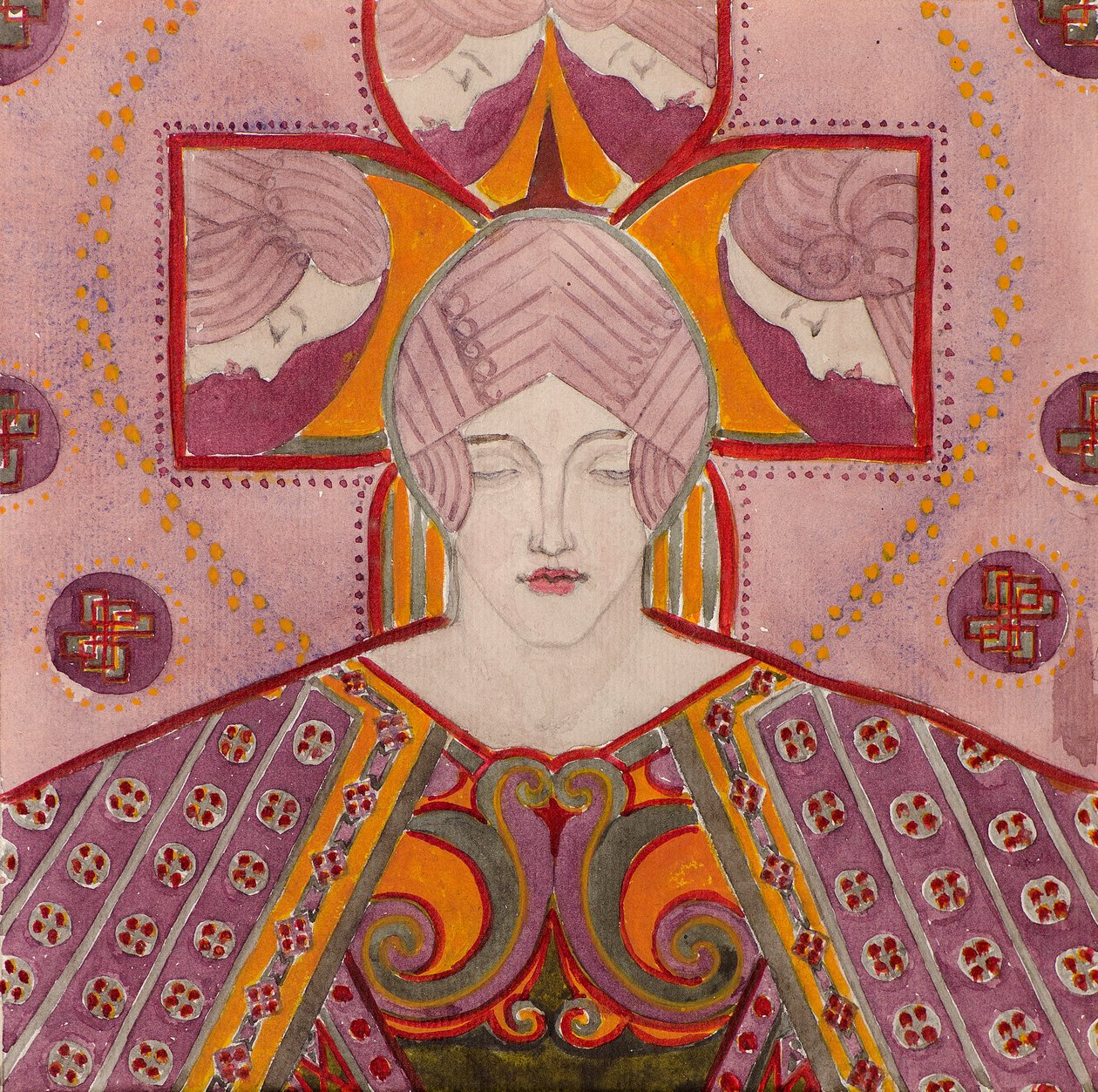 Çalışma [dekoratif panel için], c.1898-1901 (suluboya) by George Dutch Davidson