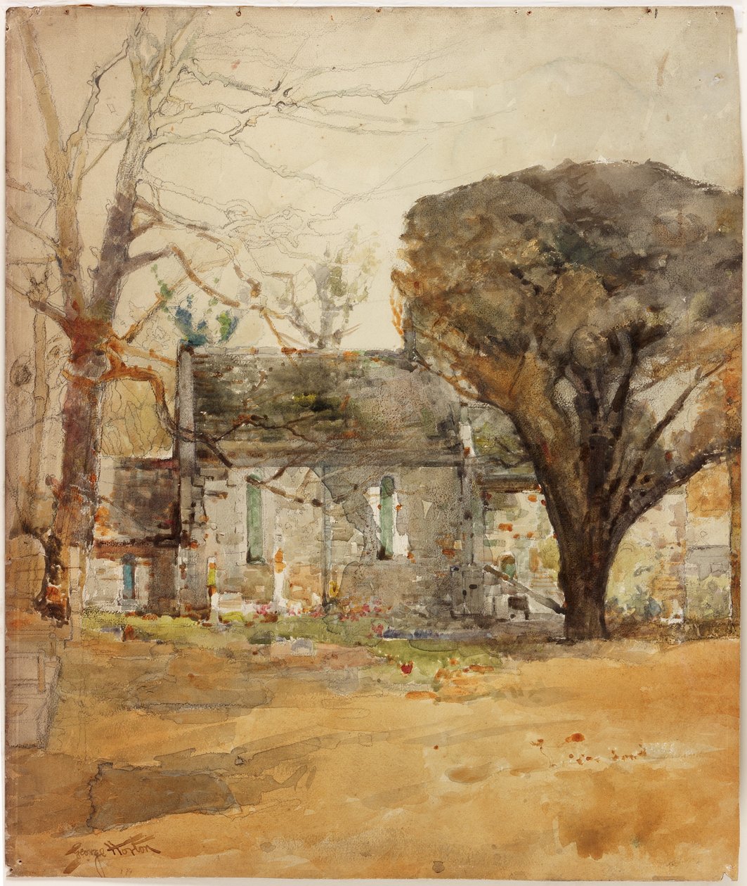 Delaval Şapeli (kağıt üzerine karakalem, kurşun kalem ve sulu boya) by George Edward Horton