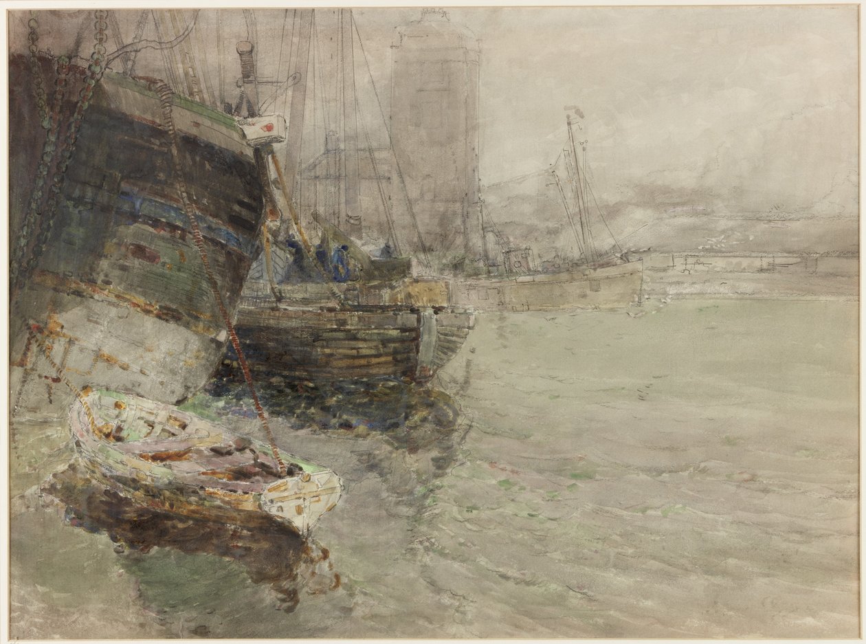 North Shields Fish Quay (kağıt üzerine suluboya ve kurşun kalem) by George Edward Horton