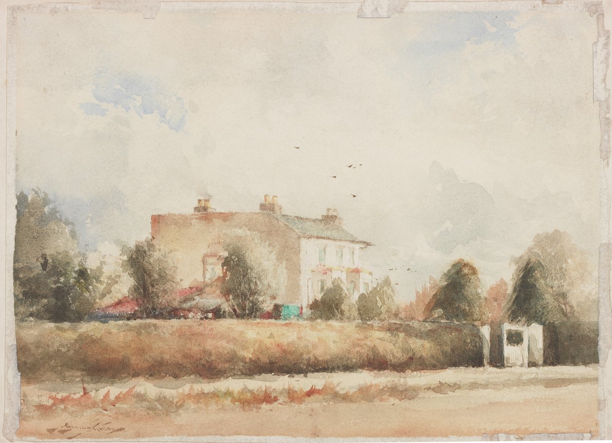Banliyö Evi (kağıt üzerine kalem ve sulu boya) by George Edward Horton