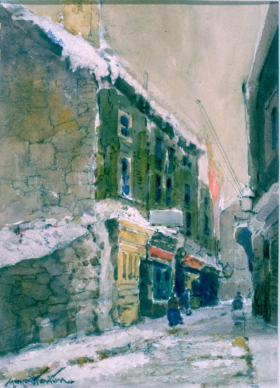 Winter, Clive Street, North Shields (karta yapıştırılan kağıt üzerine karakalem ve sulu boya) by George Edward Horton