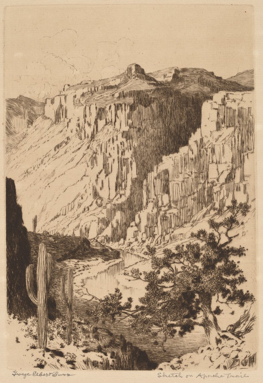Apache Trail, Arizona üzerinde eskiz by George Elbert Burr