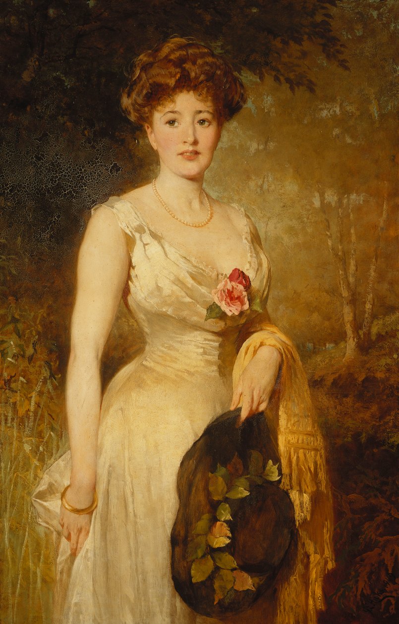 Beyaz Elbiseli Bir Kadının Portresi, 1909 by George Elgar Hicks