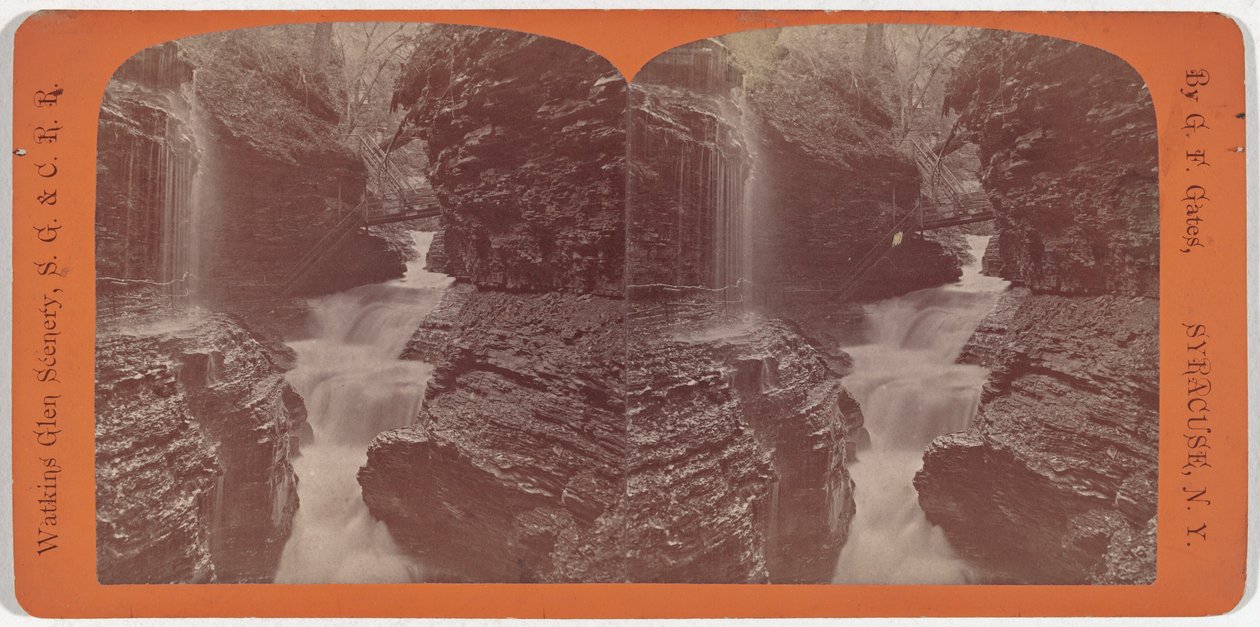 Watkins Glen Manzarası, Gökkuşağı Şelaleleri ve Üçlü Çağlayanlar by George F. Gates