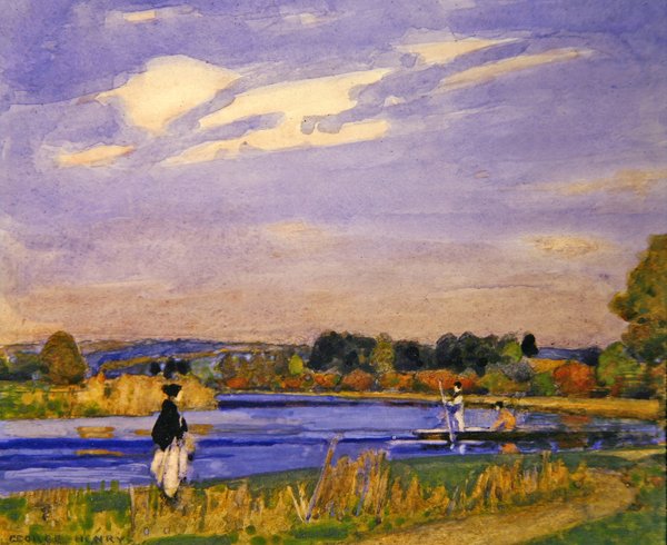 Nehirde (kağıt üzerine kurşun kalem üzerine sulu boya) by George F. Henry