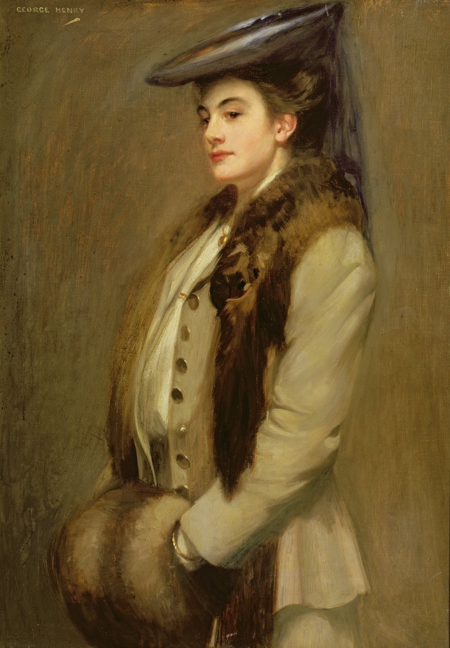 Kürk çaldı ve manşonlu bir bayanın portresi by George F. Henry