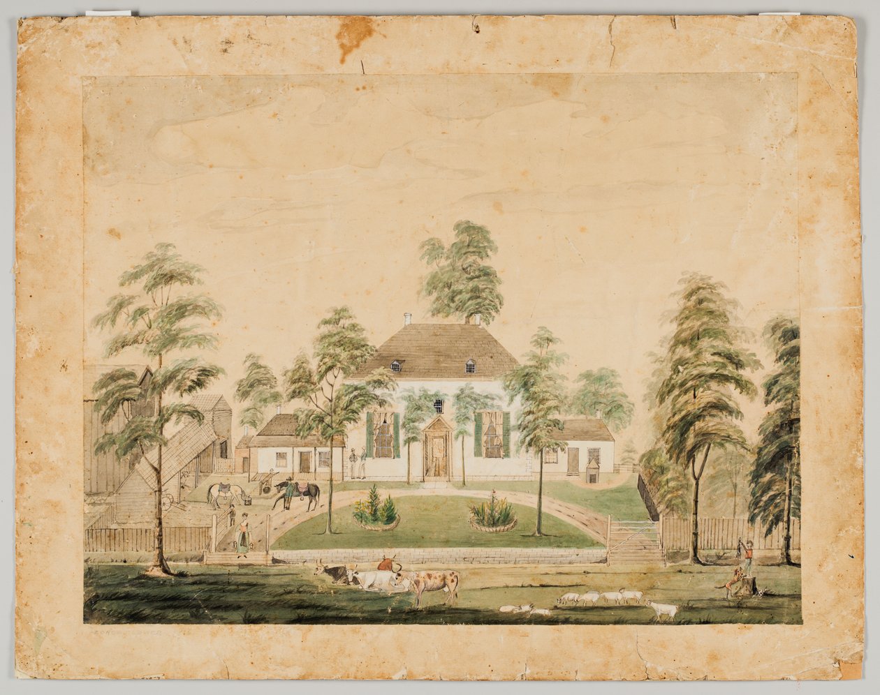Park House, Albion, Illinois, 1816 (kağıt üzerinde wc) by George Flower