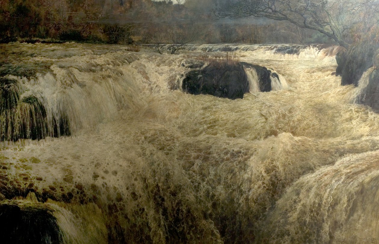 Somon Sıçraması, Cenarth Şelalesi, Cardiganshire, Galler, 1878 by George Frank Miles