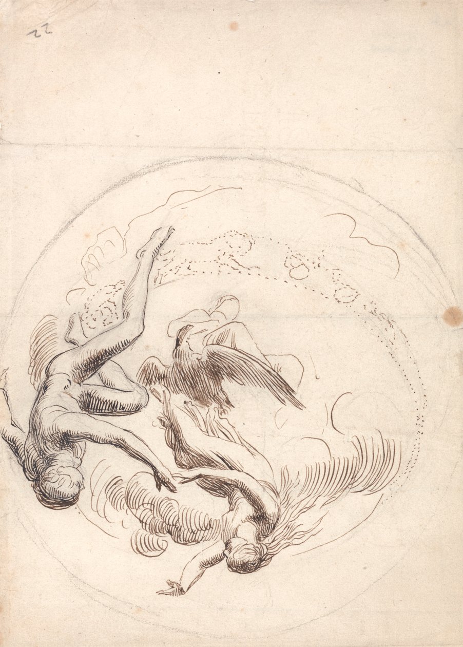 Dairesel Tavan Dekorasyonu İçin Çalışma by George Frederic Watts