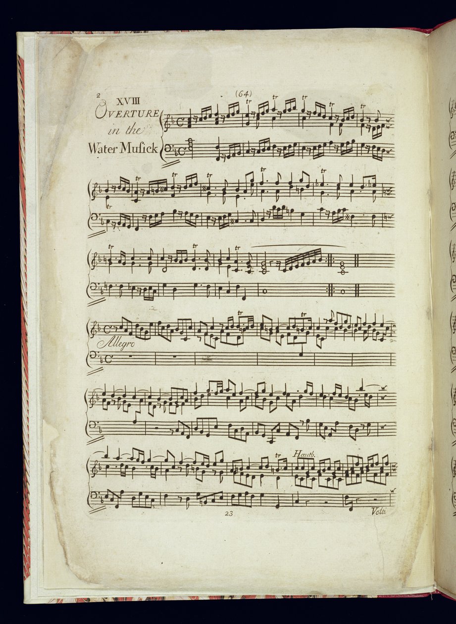 Mu.Ms.447.p2 Sayfa 1 of The Water Music by George Frederick Handel