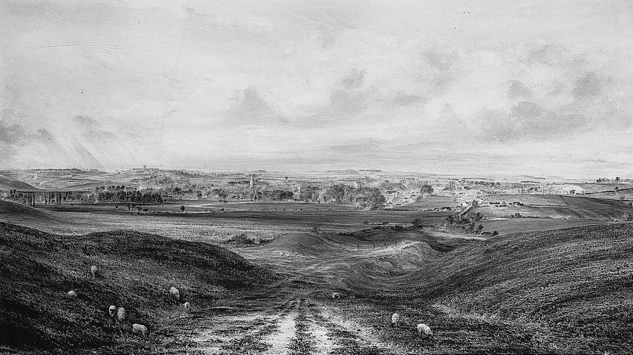 Kapsamlı bir Winchester Görünümü (kağıt üzerine suluboya ve kurşun kalem) by George Frederick Prosser