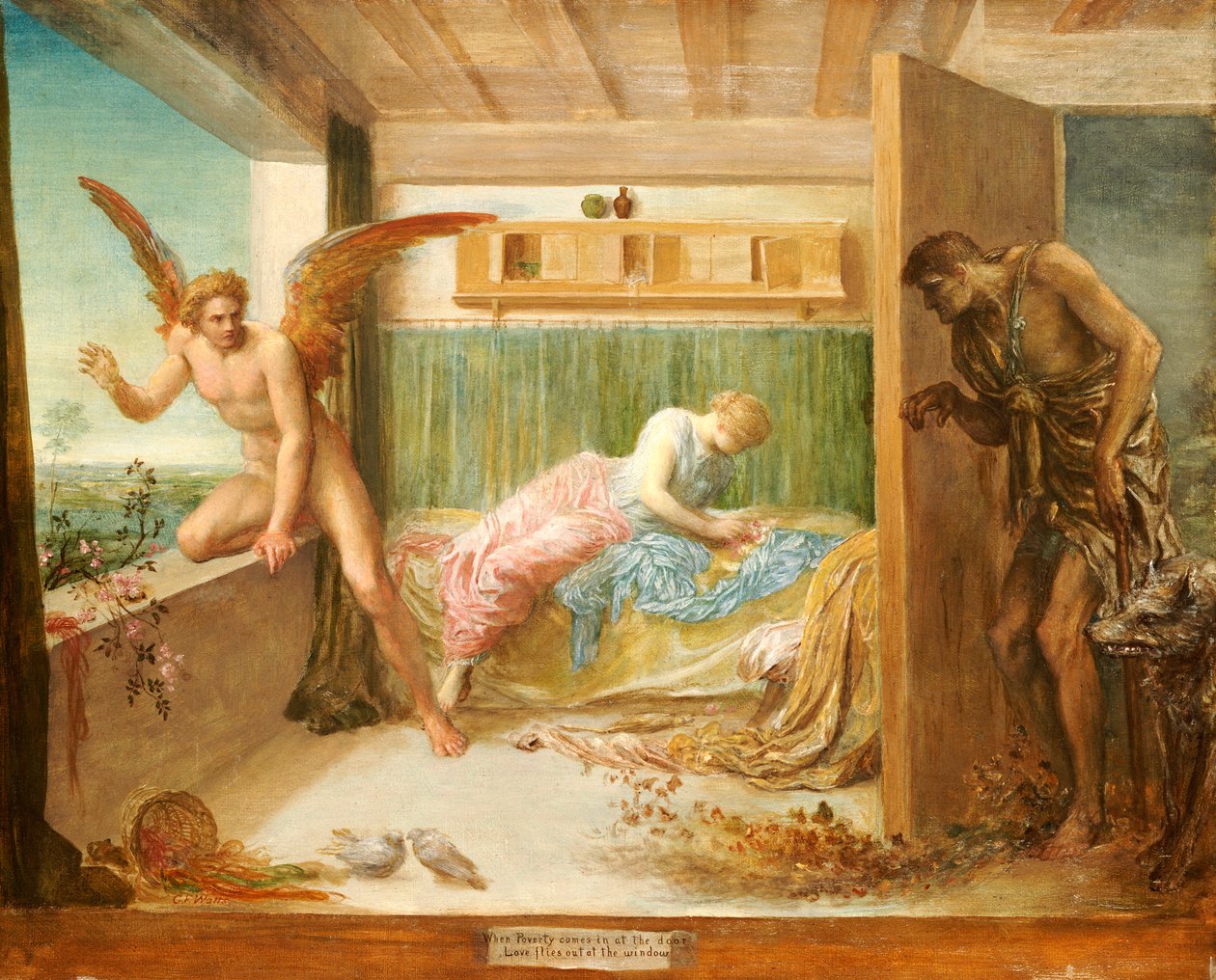 Yoksulluk Kapıdan Girince Aşk Pencereden Uçar, 1879 by George Frederick Watts