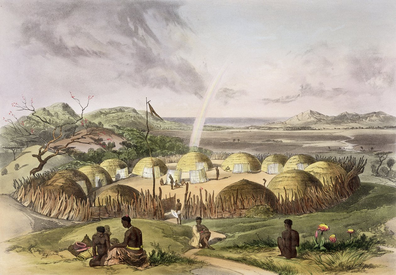 Umlazi yakınlarındaki Zulu Kraal, Natal, levha 27, 
