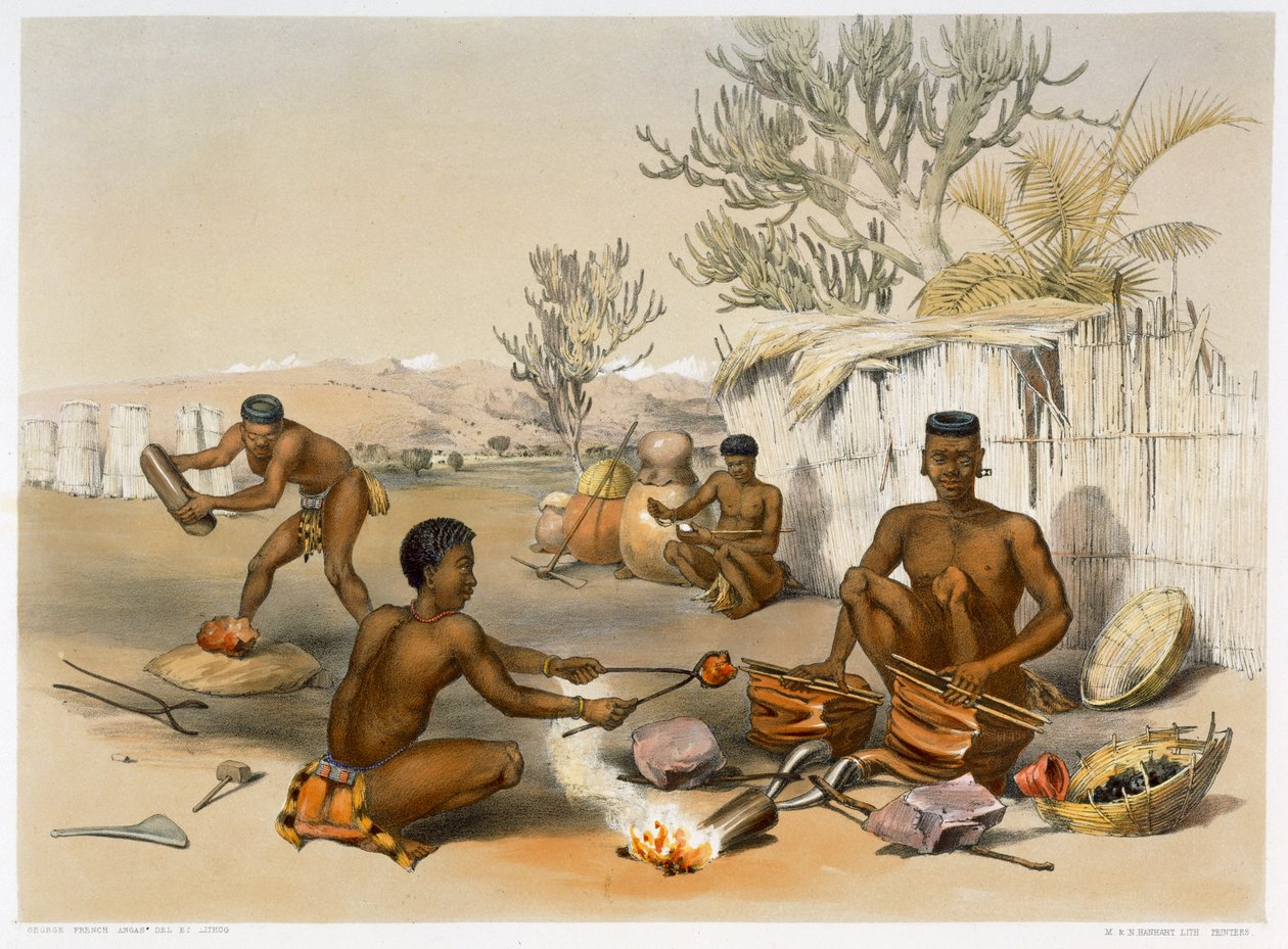 Zulu demircileri iş başında, 1849 by George French Angas