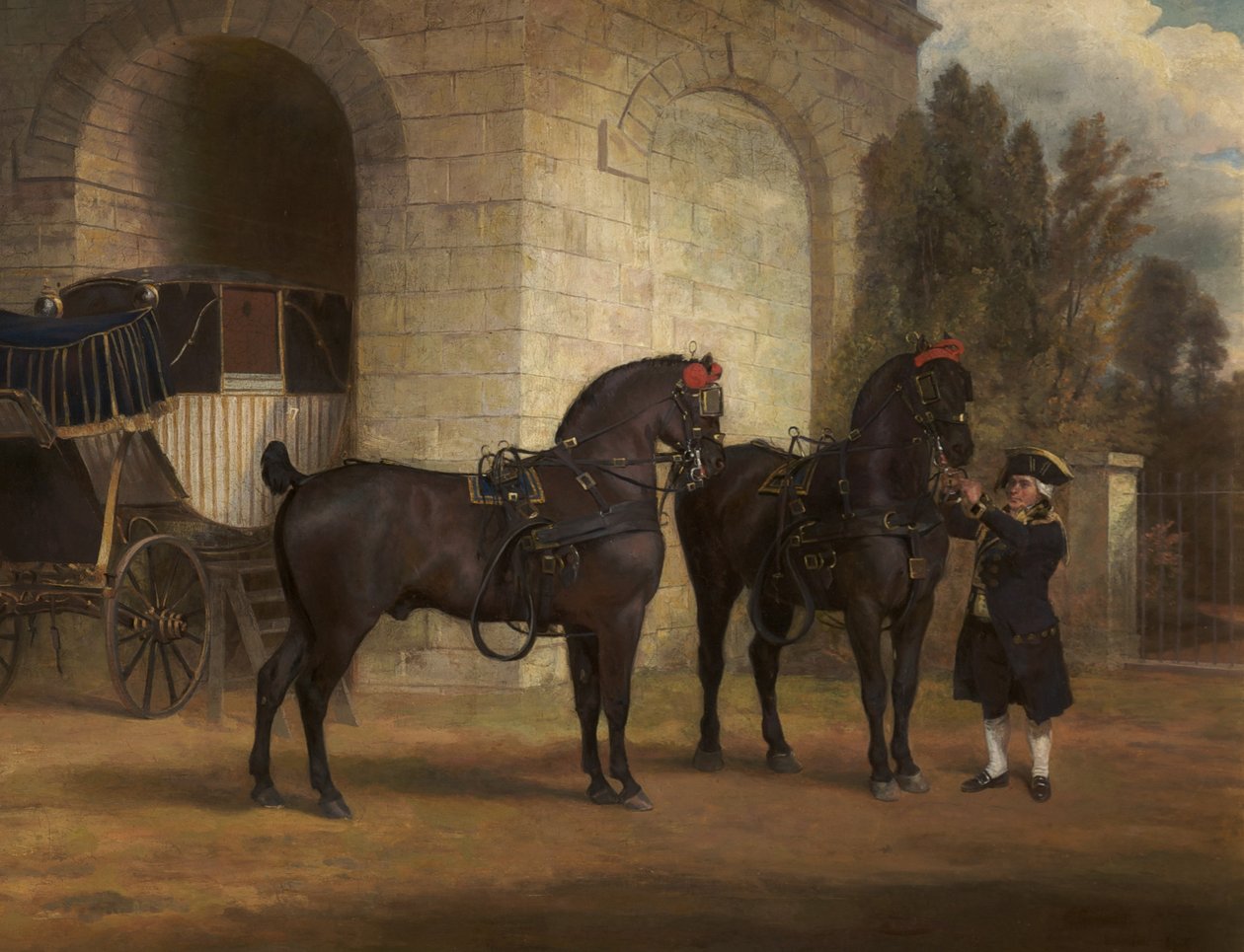 Arabacılı İki Siyah Araba Atı, 1791 by George Garrard