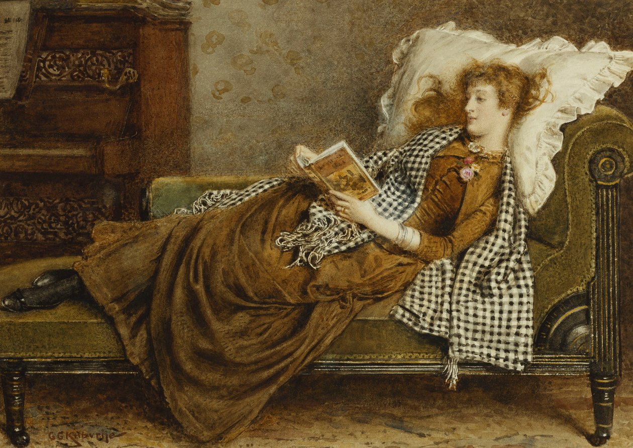 Bir İç Mekanda Okuyan Genç Bir Bayan, by George Goodwin Kilburne