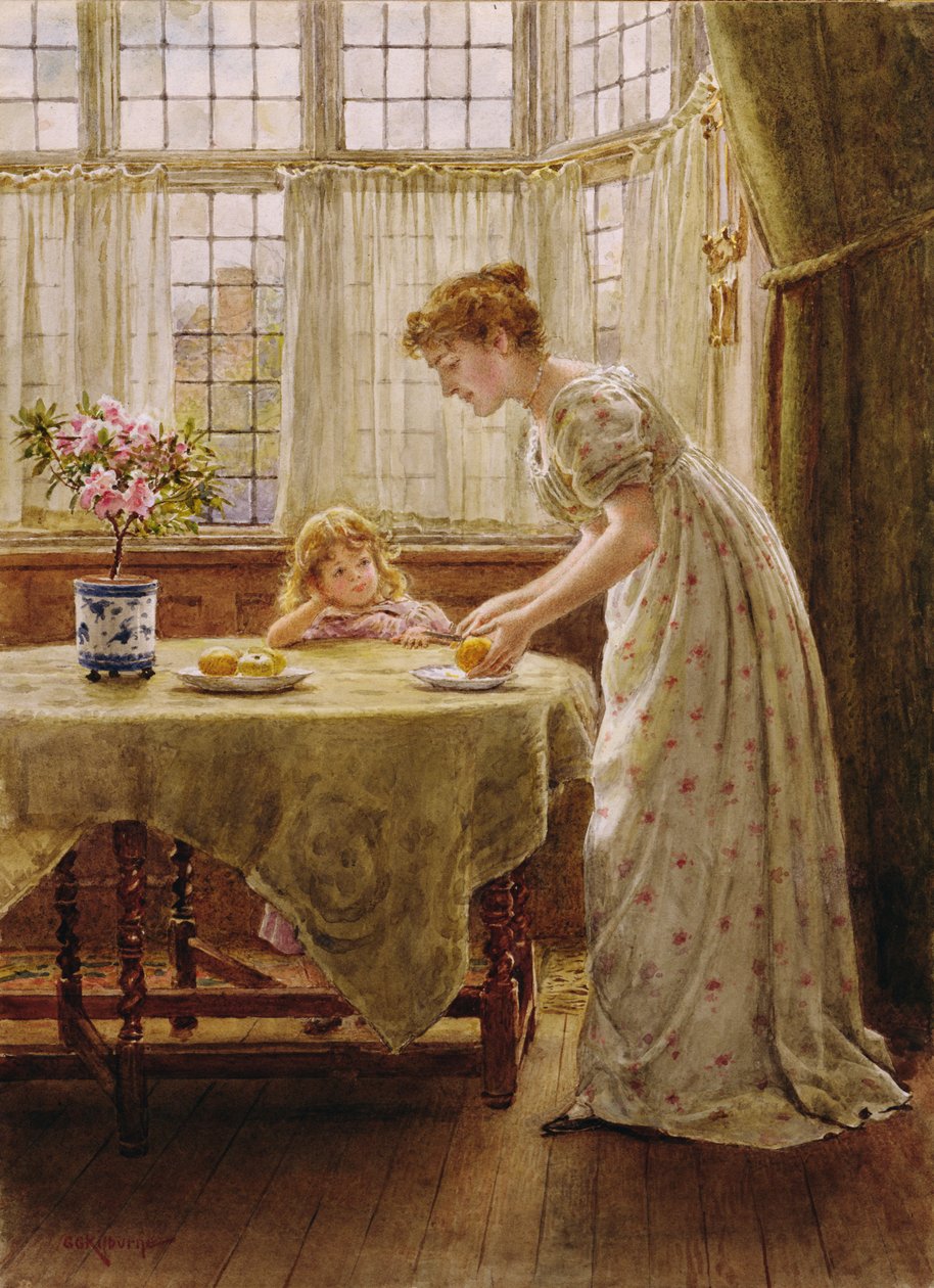 Öğleden Sonra İkram (kağıt üzerinde wc) by George Goodwin Kilburne