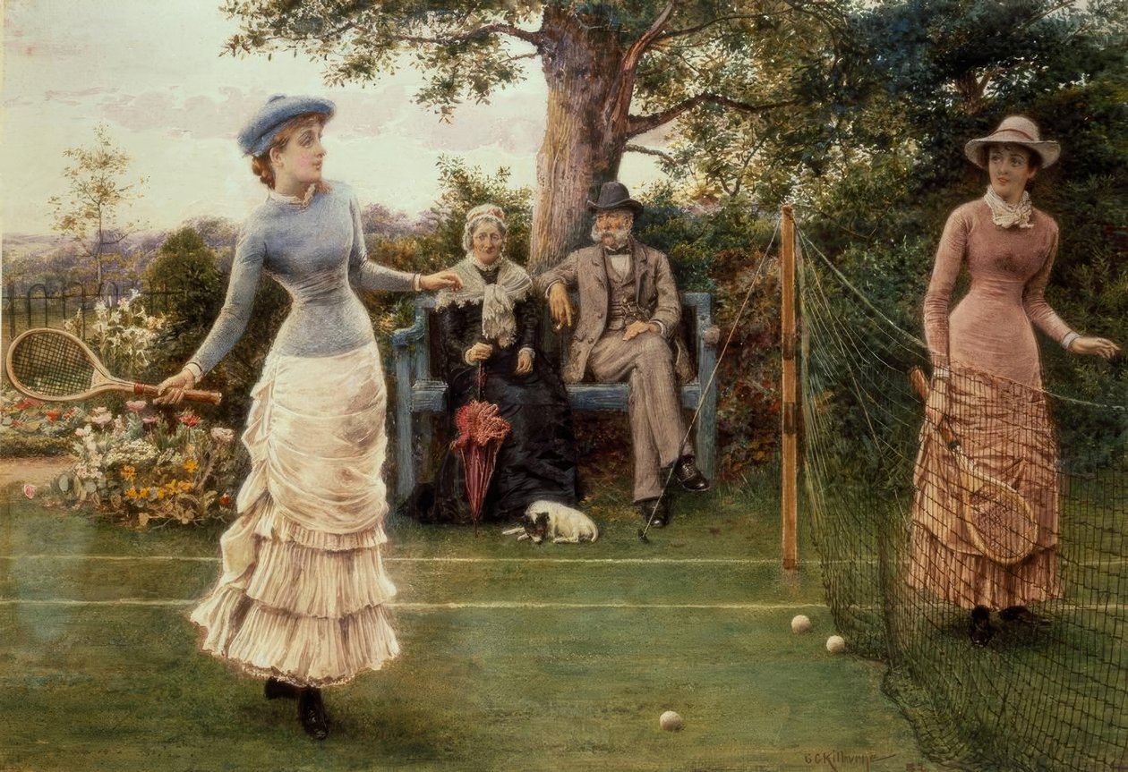 G.G. Kilburne, tenis oyunu / resim, 1882 by George Goodwin Kilburne