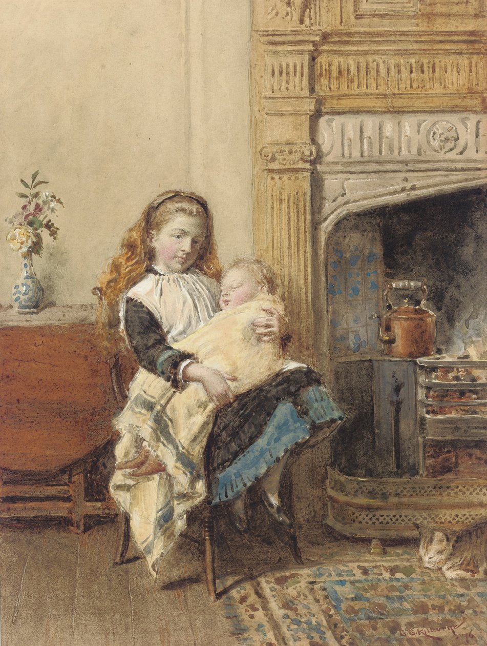 Bebek Bakımı, 1896 by George Goodwin Kilburne