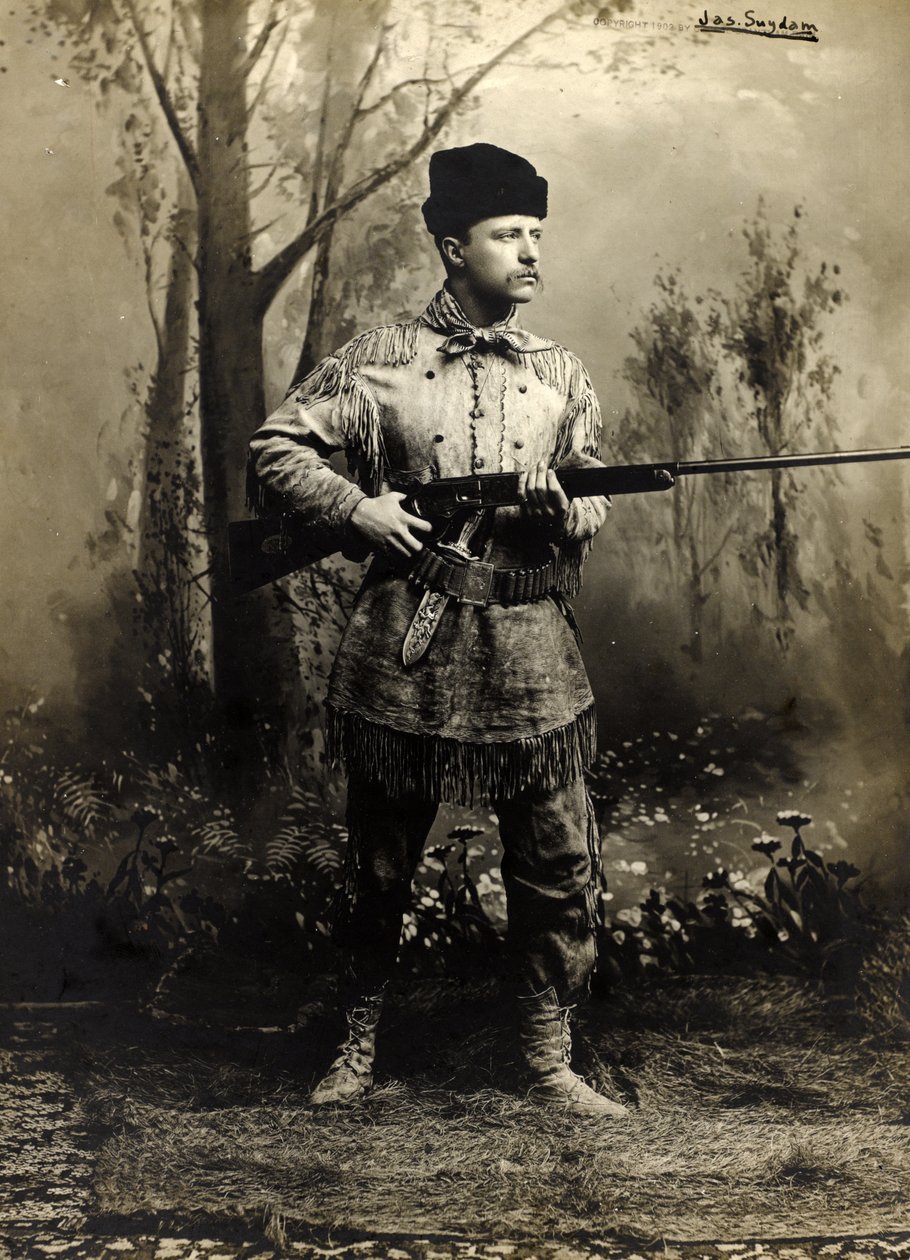 Theodore Roosevelt güderi içinde, Dakota Teritory c.1885 (s/b fotoğraf) by George Grantham   Bain News Service Bain