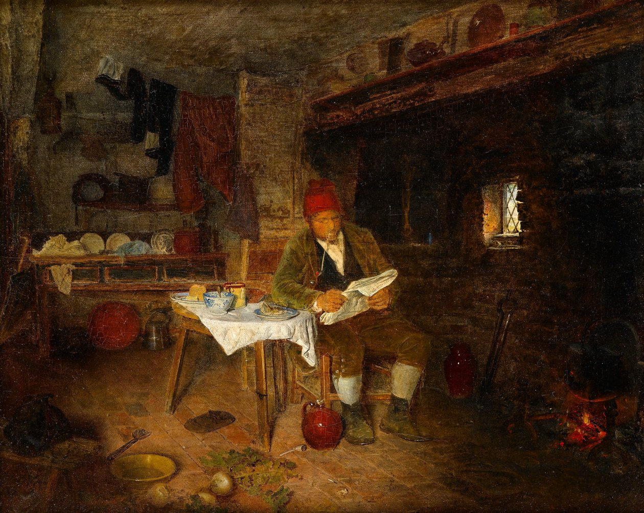 Rustik Bir Ev: Haberleri Okumak, 1855 by George Hardy