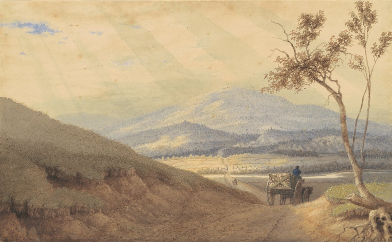 Parlak Bir Etki—Hollidaysburg, Pensilvanya, 1835-40 (dokuma kağıt üzerine suluboya ve grafit) by George Harvey