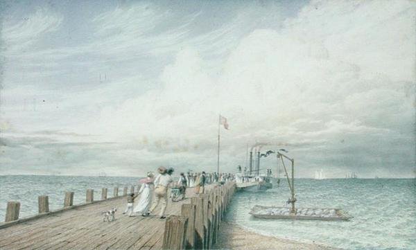 Cumulus veya Thunder Cloud, Portland İskelesi, Erie Gölü, c.1830s-40s (kağıt üzerine suluboya ve kurşun kalem) by George Harvey