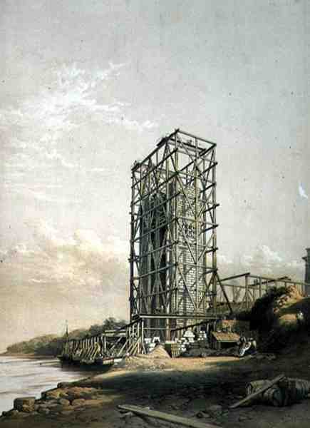 Britannia Köprüsü, Caernarvon Kulesi, Eylül 1848, pub. 1849