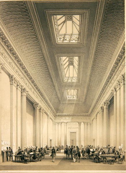 Ticaret Salonunun İçi, Threadneedle Caddesi, Londra, c.1850 (lito) by George Hawkins