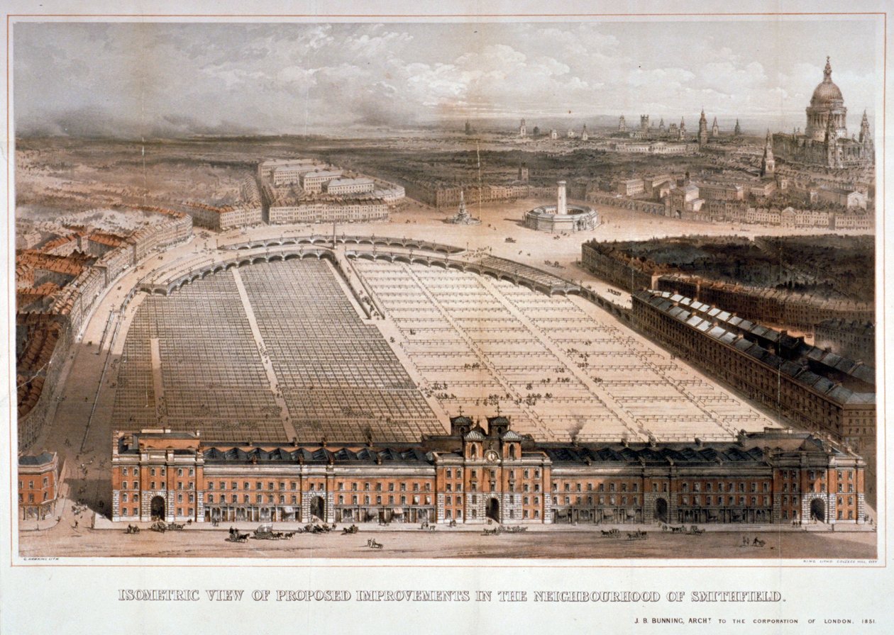 Smithfield Pazarı, Londra Şehri, 1851 by George Hawkins