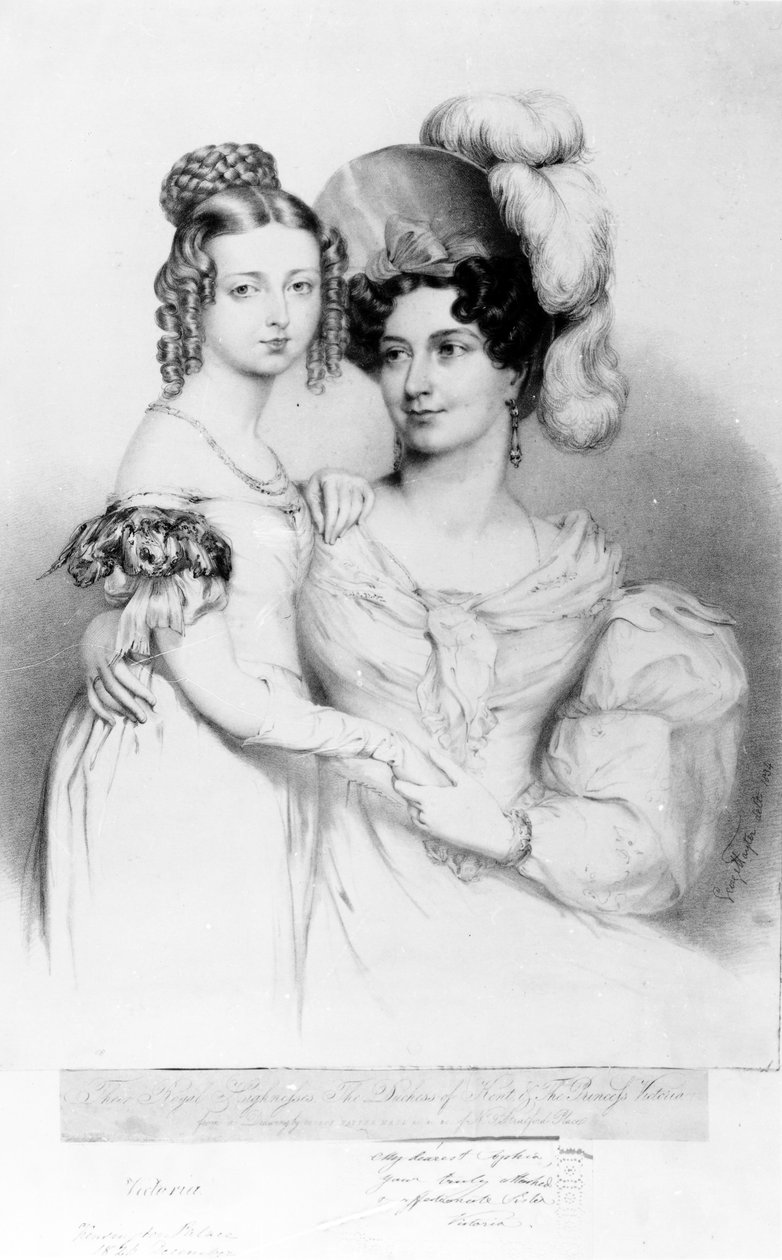 Kraliçe Victoria ve annesi Prenses Victoria, Kent ve Strathearn Düşesi, Richard James Lane tarafından oyulmuş, 1834 by George Hayter