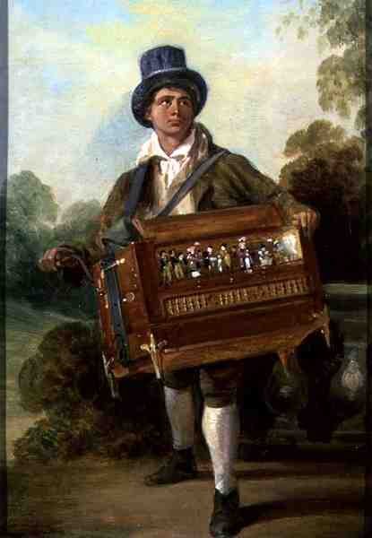 Hurdy Gurdy Player (panelde yağlı boya) by George Hayter