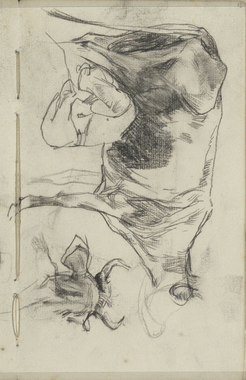 Sağım çiftçi ve bir inek kafası by George Hendrik Breitner