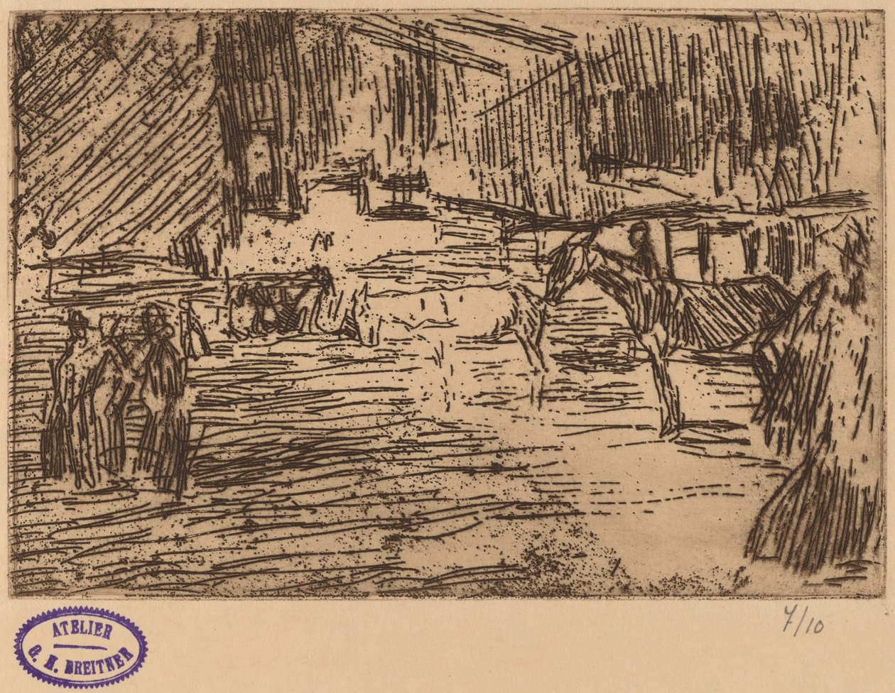 Derede Duran Atların Olduğu Sahne by George Hendrik Breitner