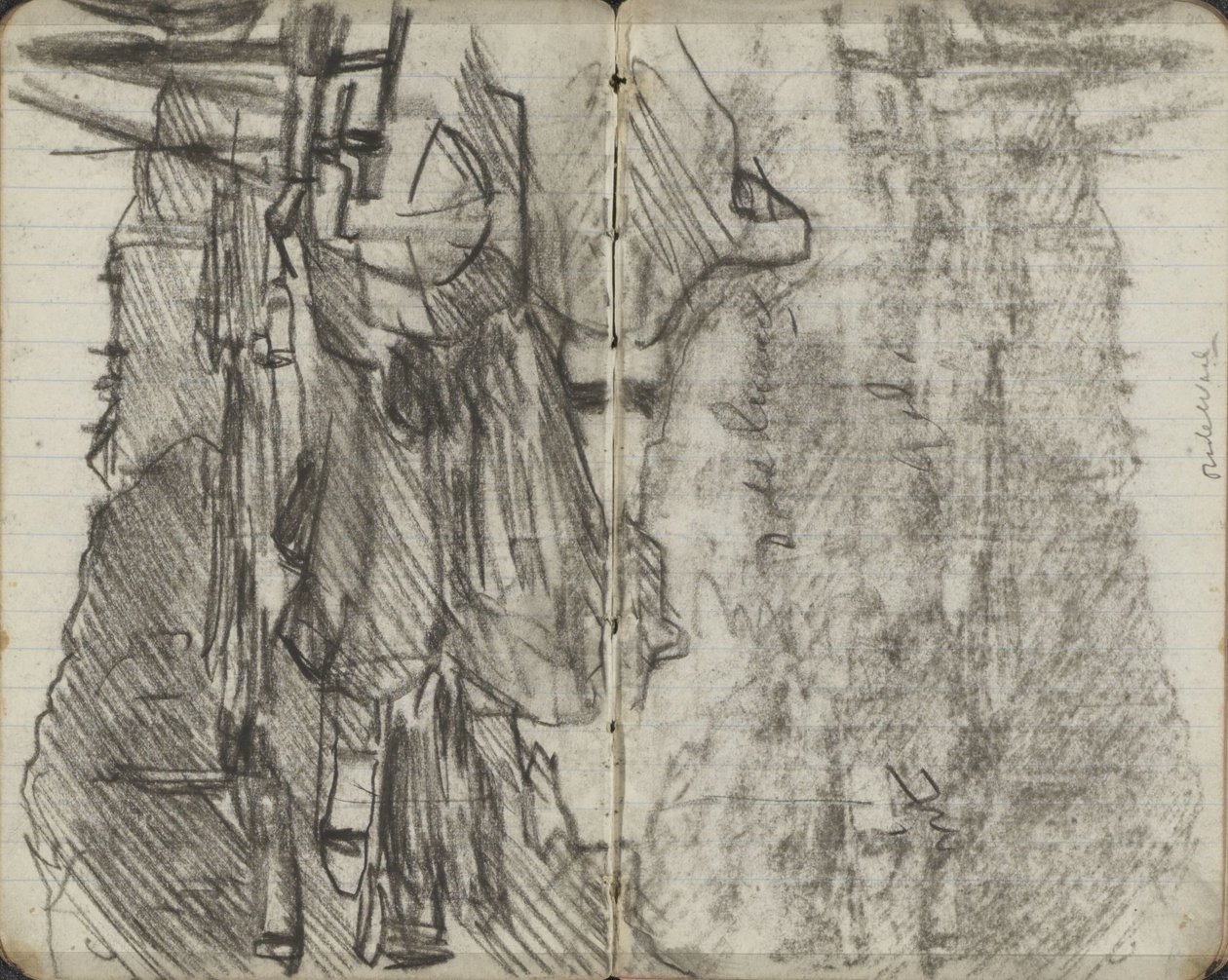Amsterdam'daki Binnenkant ve Oude Waal'daki gemiler by George Hendrik Breitner