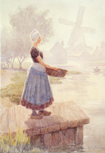 Hollandalı Fishergirl (kağıt üzerine sulu boya) by George Henry Alan Brown
