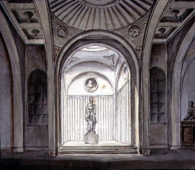 Bir Heykel Galerisi İçi (kağıt üzerine kalemle suluboya) by George Henry Bailey