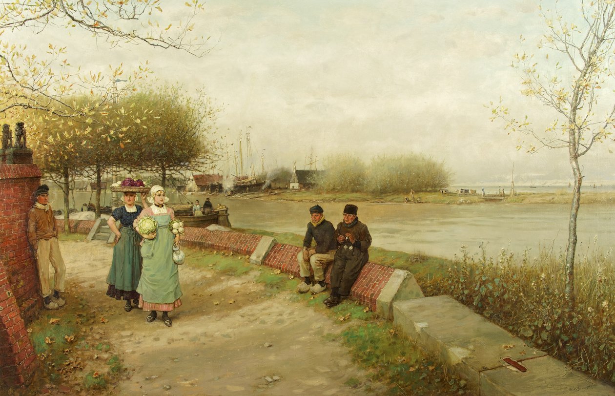 Bir Övgü Değişimi - Muiden, Kuzey Hollanda, c.1881 (tuval üzerine yağlı boya) by George Henry Boughton